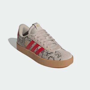 Adidas VL Court 3.0 Women Sneakers Beige Red Snakeskin Gum Sole JR8670 Size 7.5